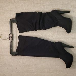 Black Suede Slouch Boots